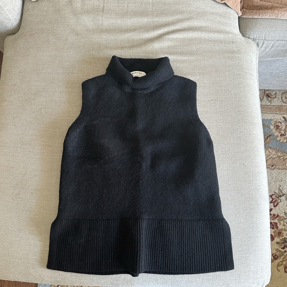 Aritzia Babaton Merino Wool Black Sleeveless Turtleneck